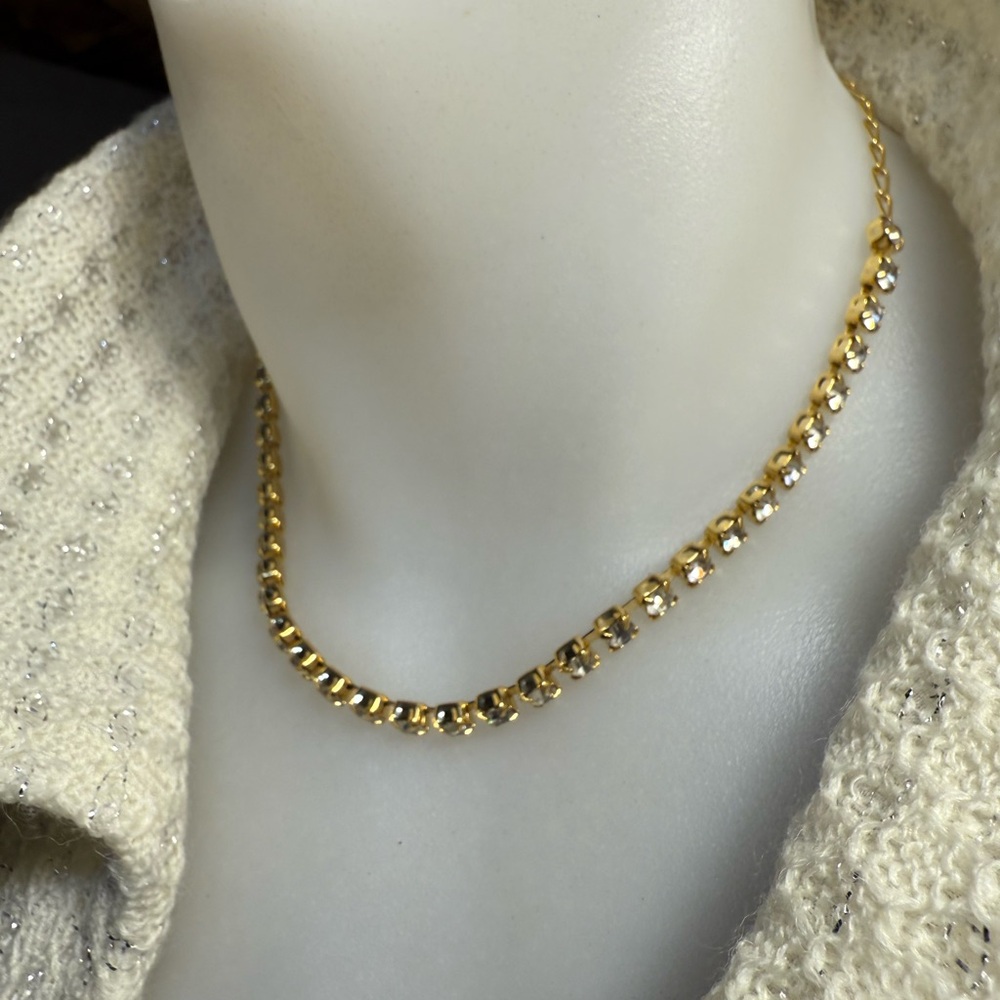 Vintage Marvella Crystal Choker Gold Necklace